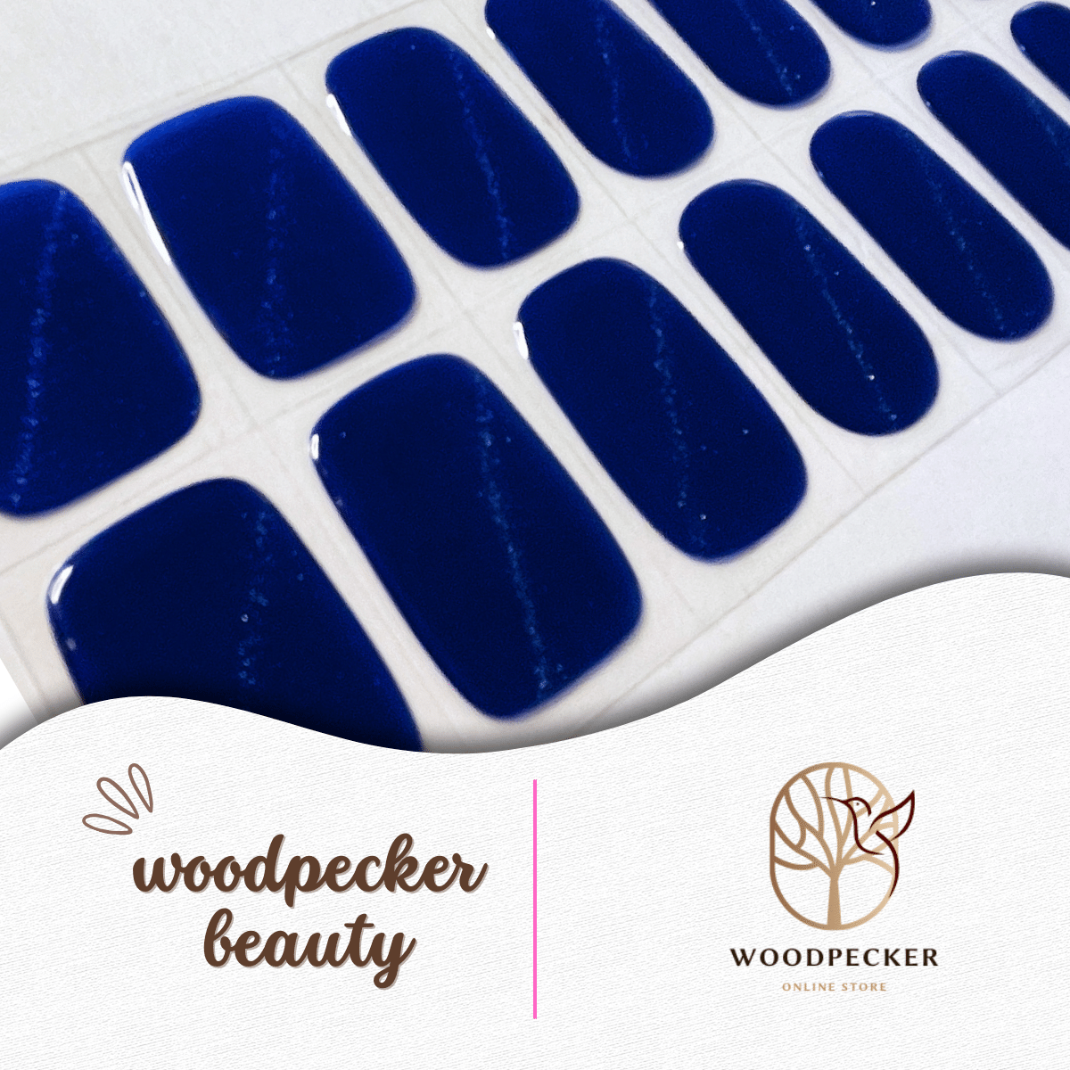 Solid deep navy blue gel nail wraps with a glossy finish.
