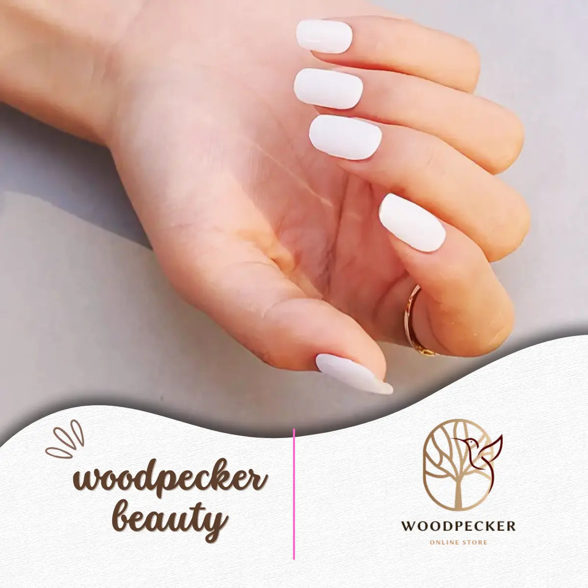 Short white press-on gel nails sheet
